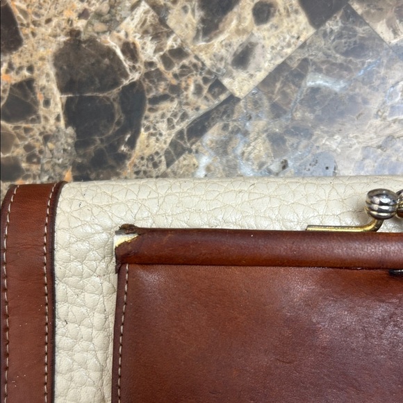 Dooney & Bourke Cream and Brown Leather Clutch - Picture 3 of 10